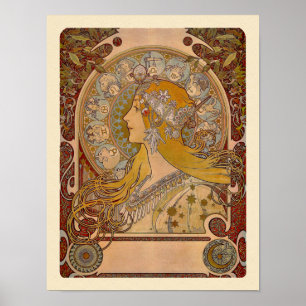 Elegant Zodiac door Alphonse Mucha Print
