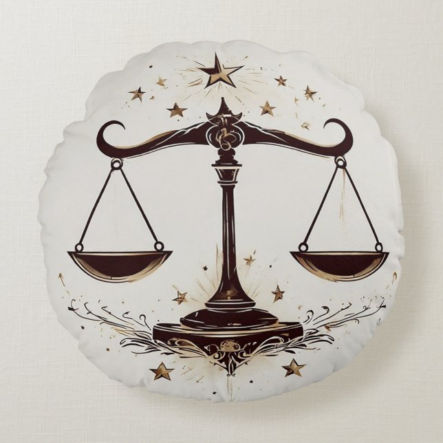 Elegant Zodiak Weegschaal Symbool Rond Kussen (Voorkant)