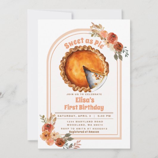 Elegant Zoet als Pie Boho Bloemenboog 1e verjaarda Kaart (Voorkant)