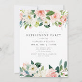 Elegant & Zoet Blush Roze Bloemen Pensioen Party Kaart (Voorkant)