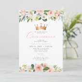 Elegant & Zoet Blush Roze Bloemen Quinceañera Kaart (Staand voorkant)