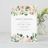 Elegant & Zoet Blush Roze Bloemen Zoet 16 Kaart (Staand voorkant)