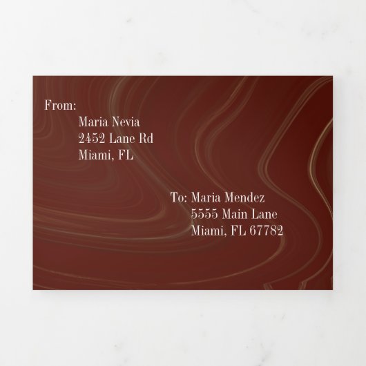 Elegant zoet vloeibaar marmer | Agaat Bourgogne Drieluik Uitnodiging (Cover)