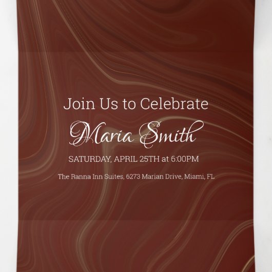 Elegant zoet vloeibaar marmer | Agaat Bourgogne Drieluik Uitnodiging (Binnenkant midden)