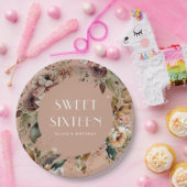Elegant Zoete 16 Feest | Chic Stofachtig Perzik Bl Papieren Bordje (Feest)