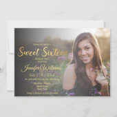 elegant zoete 16 gouden foto van de schitterende k kaart (Voorkant)