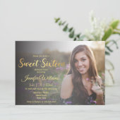 elegant zoete 16 gouden foto van de schitterende k kaart (Staand voorkant)