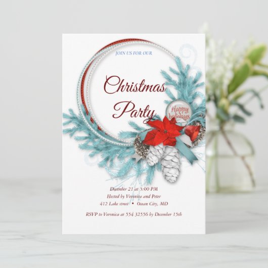 Elegant zoete kerstuitnodiging kaart (Staand voorkant)