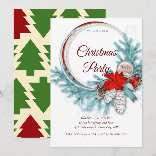 Elegant zoete kerstuitnodiging kaart (Voorkant / Achterkant)