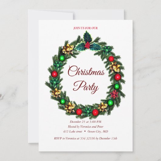 Elegant zoete kerstuitnodiging kaart (Voorkant)