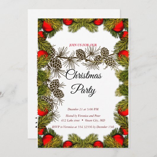 Elegant zoete kerstuitnodiging kaart (Voorkant / Achterkant)