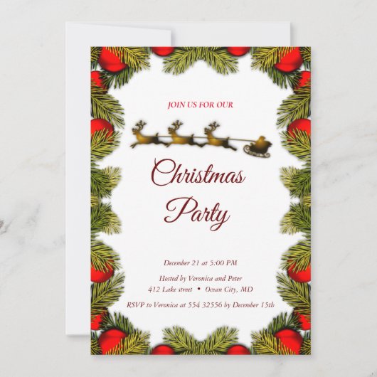 Elegant zoete kerstuitnodiging kaart (Voorkant)