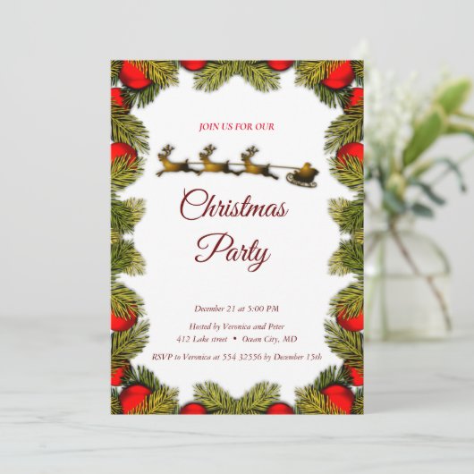 Elegant zoete kerstuitnodiging kaart (Staand voorkant)