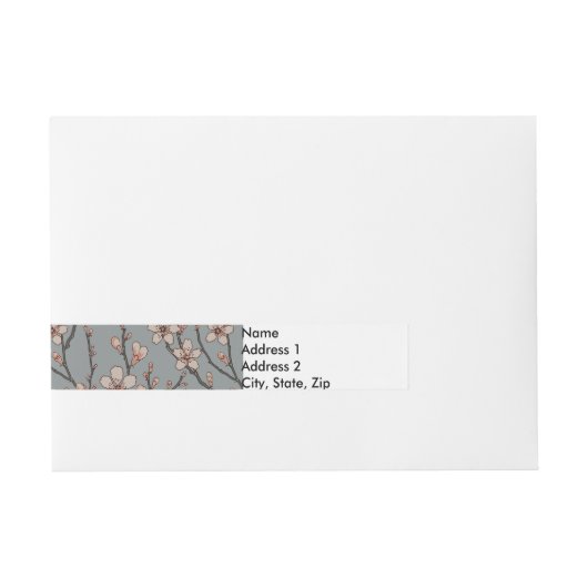 Elegant Zoete Roze Bloesem Kersen Patroon Adreslabel Wikkel (Voorkant)