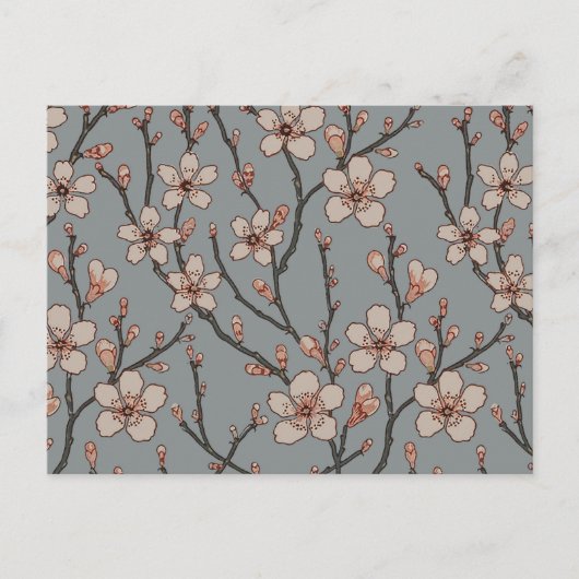 Elegant Zoete Roze Bloesem Kersen Patroon Briefkaart (Voorkant)