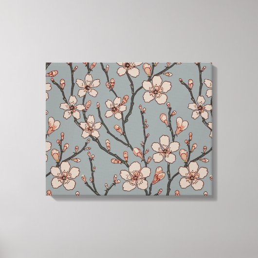 Elegant Zoete Roze Bloesem Kersen Patroon Canvas Afdruk (Voorkant)