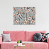 Elegant Zoete Roze Bloesem Kersen Patroon Canvas Afdruk (Insitu (Woonkamer))