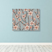 Elegant Zoete Roze Bloesem Kersen Patroon Canvas Afdruk (Insitu (Houten vloer))