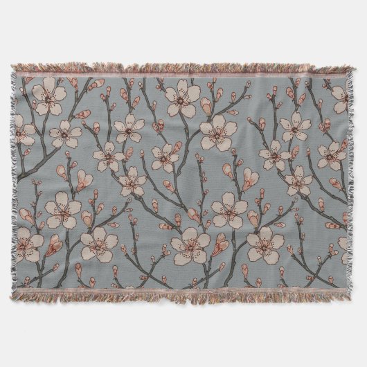 Elegant Zoete Roze Bloesem Kersen Patroon Deken (Voorkant)