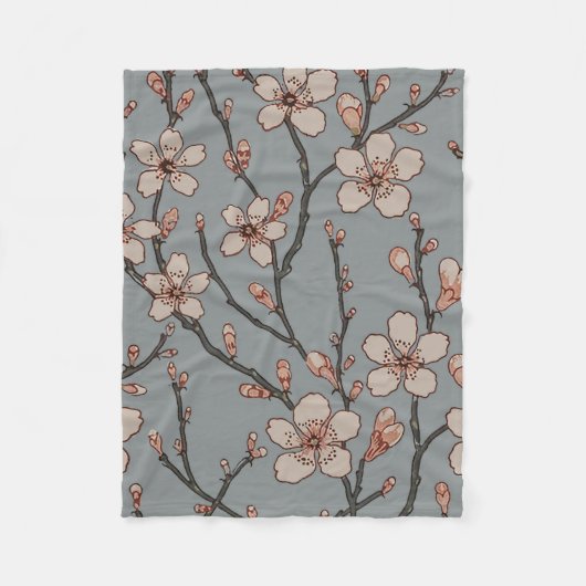 Elegant Zoete Roze Bloesem Kersen Patroon Fleece Deken (Voorkant)