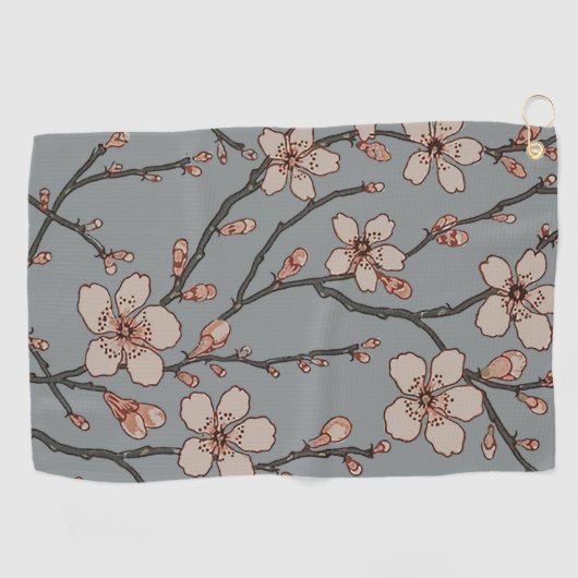 Elegant Zoete Roze Bloesem Kersen Patroon Golfhanddoek (Horizontaal)