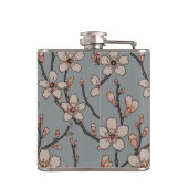 Elegant Zoete Roze Bloesem Kersen Patroon Heupfles (Achterkant)