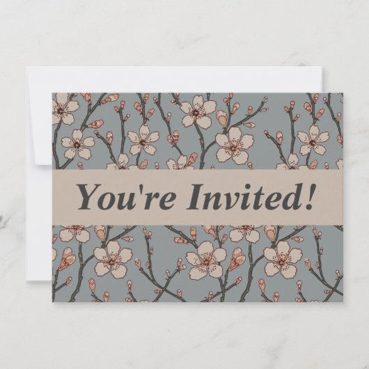 Elegant Zoete Roze Bloesem Kersen Patroon Kaart (Voorkant)