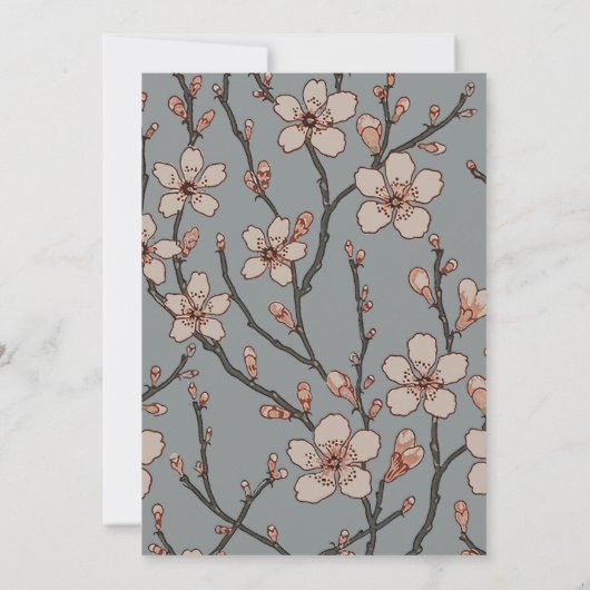 Elegant Zoete Roze Bloesem Kersen Patroon Kaart (Achterkant)