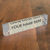 Elegant Zoete Roze Bloesem Kersen Patroon Naambordje (Zijkant)