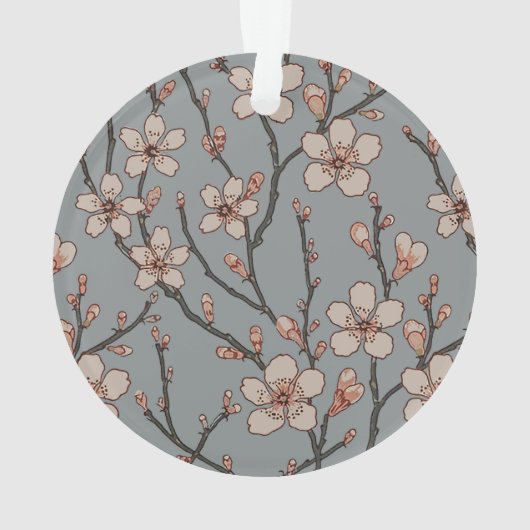 Elegant Zoete Roze Bloesem Kersen Patroon Ornament (achterkant)