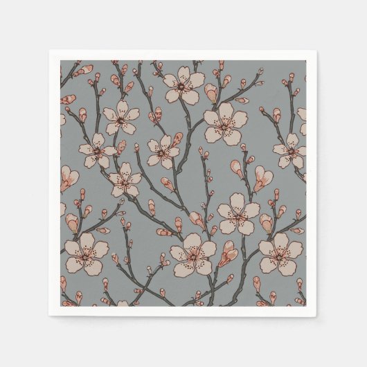 Elegant Zoete Roze Bloesem Kersen Patroon Servet (Voorkant)