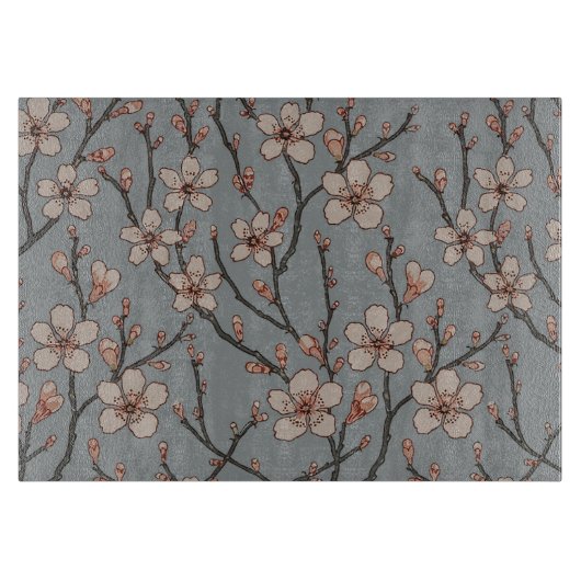 Elegant Zoete Roze Bloesem Kersen Patroon Snijplank (Voorkant)