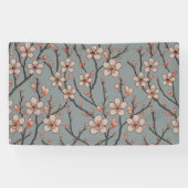 Elegant Zoete Roze Bloesem Kersen Patroon Spandoek (Horizontaal)