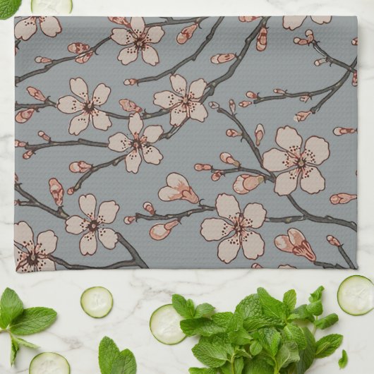 Elegant Zoete Roze Bloesem Kersen Patroon Theedoek (Gevouwen)