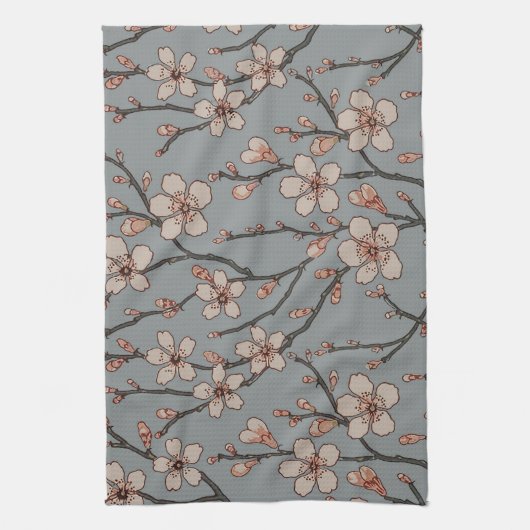 Elegant Zoete Roze Bloesem Kersen Patroon Theedoek (Verticaal)