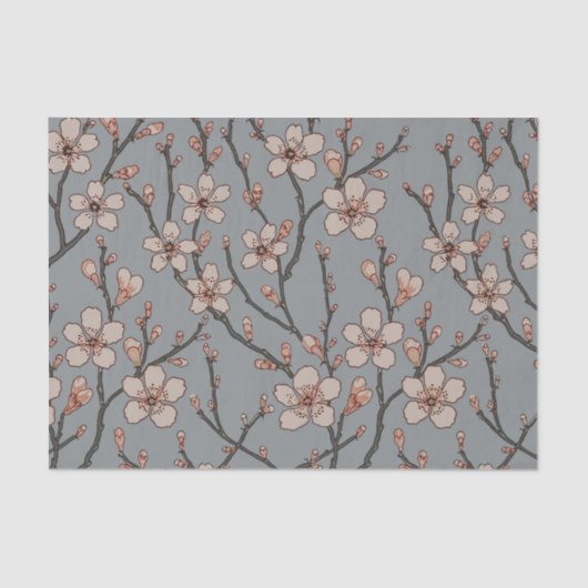 Elegant Zoete Roze Bloesem Kersen Patroon Tissuepapier (Voorkant)