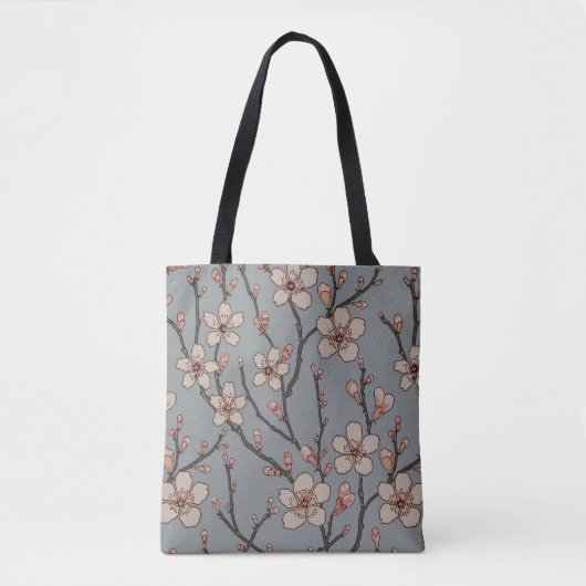 Elegant Zoete Roze Bloesem Kersen Patroon Tote Bag (Voorkant)