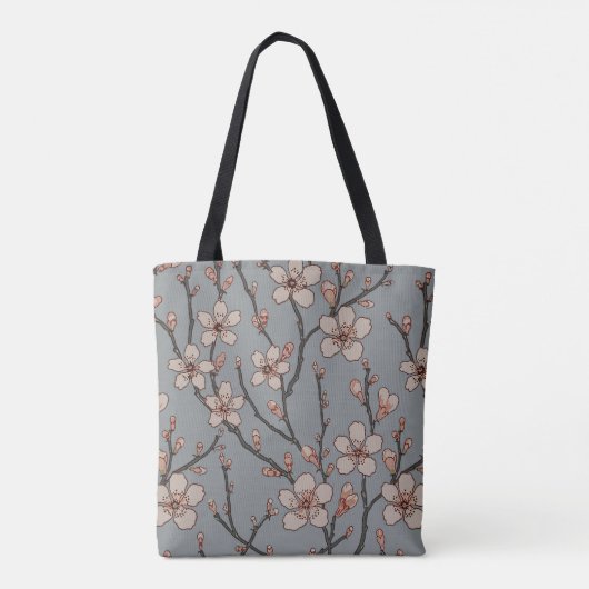 Elegant Zoete Roze Bloesem Kersen Patroon Tote Bag (Achterkant)
