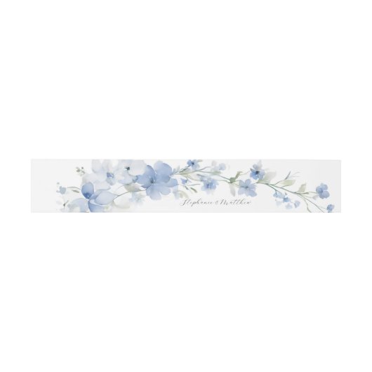 Elegant Zomer Blauw Bloemen Waterverf Bruiloft Uitnodigingen Wikkel (Vlak)
