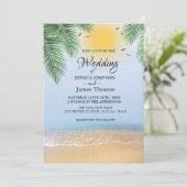 Elegant zomer blauw oceaan strand kaart (Staand voorkant)