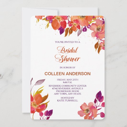 Elegant zomer boeket bruids douche uitnodiging (Voorkant)