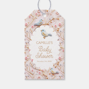 Elegant Zomer Roze Bloemen Meisje Baby shower Cadeaulabel