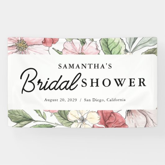 Elegant zomerbloemen Vrijgezellenfeest Spandoek (Horizontaal)