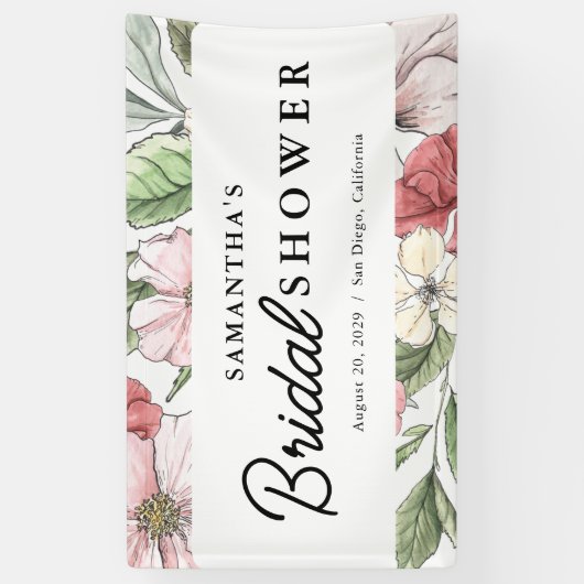 Elegant zomerbloemen Vrijgezellenfeest Spandoek (Verticaal)