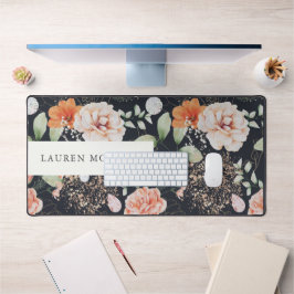 Elegant zomerbloemenmonogram waterverf bureaumat