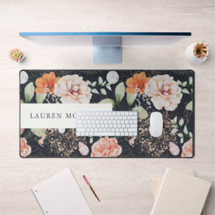 Elegant zomerbloemenmonogram waterverf bureaumat