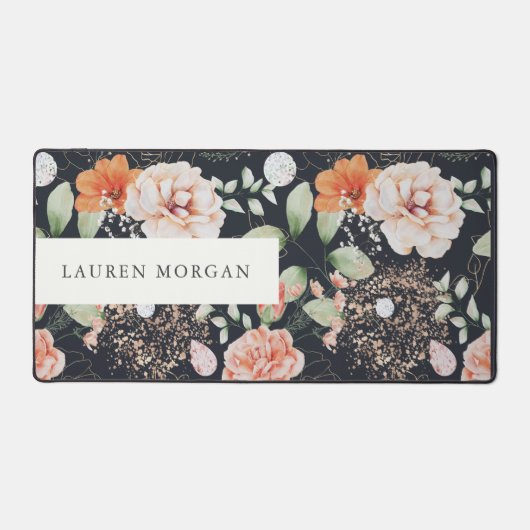 Elegant zomerbloemenmonogram waterverf bureaumat (Voorkant)