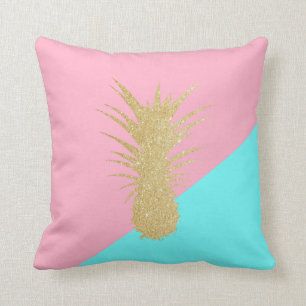 elegant zomergoud glitter pineappelroze munt kussen