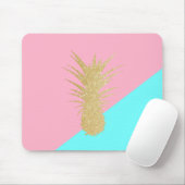 elegant zomergoud glitter pineappelroze munt muismat (Met muis)