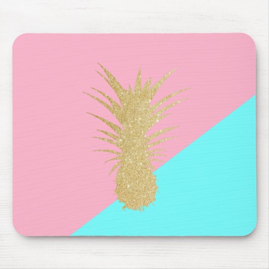 elegant zomergoud glitter pineappelroze munt muismat (Voorkant)